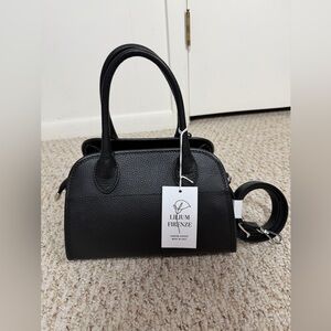 Lilium Firenze Made in Italy Genuine Leather Black Satchel new with tag